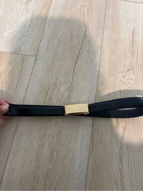 Zara Black Belt with Gold Rectangular Buckle